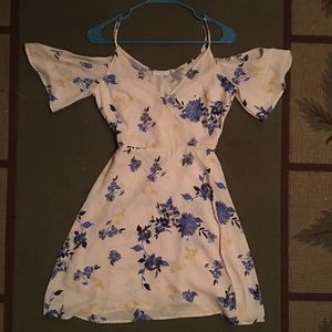 White, Floral Wrap Around Dress